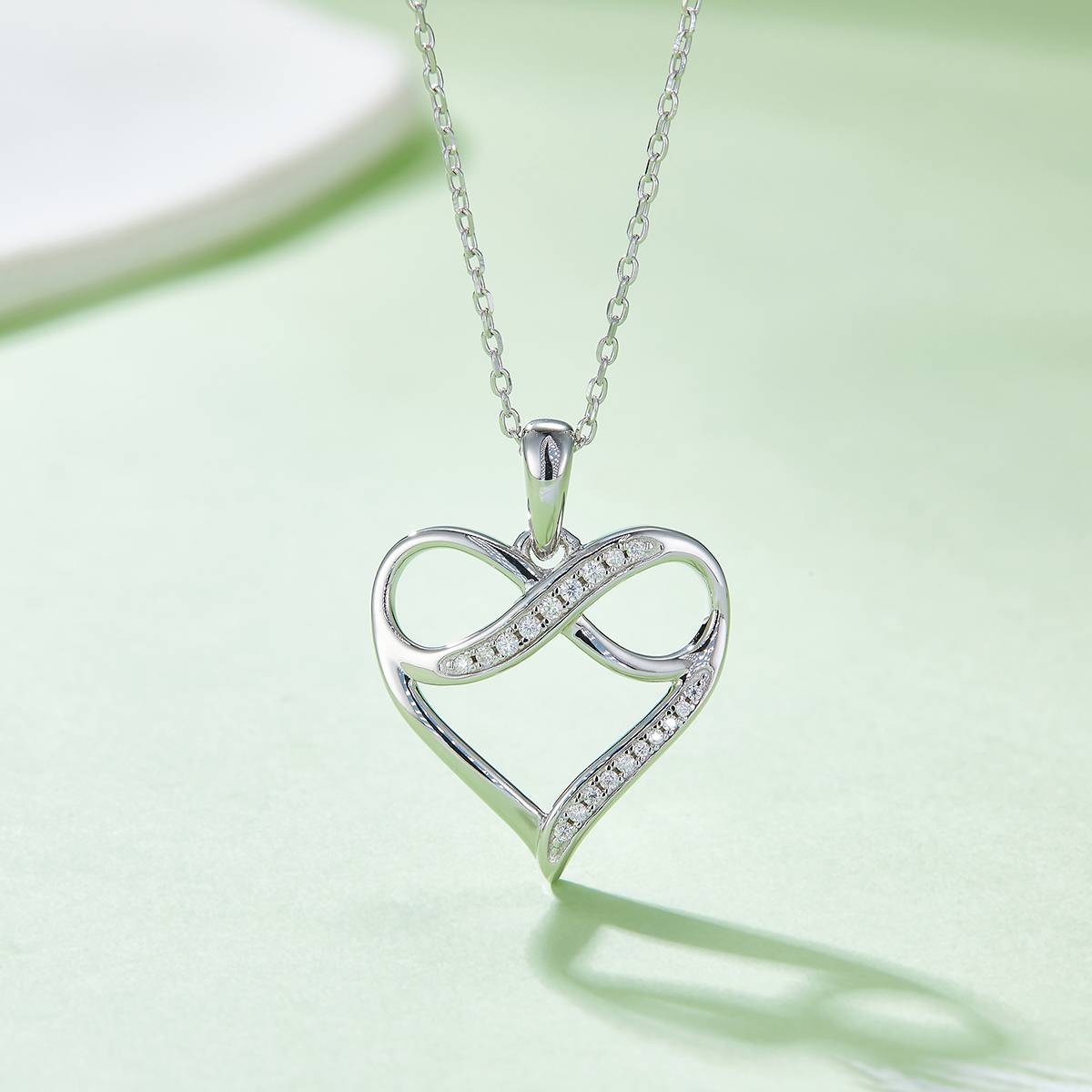 Eslite Infinite Love Pendant S925 Silver Moissanite Grade D 0.1CT